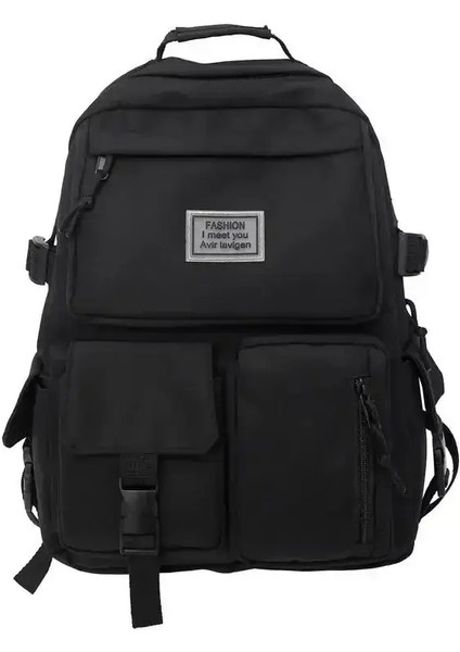 Çok Cepli Erkek ve Kadın Bir Sürü Evrensel Naylon Büyük Kapasiteli Eğlence Basit Okul Çantası Takma Toka Bilgisayarı Backpackcolor: Bej (Yurt Dışından)