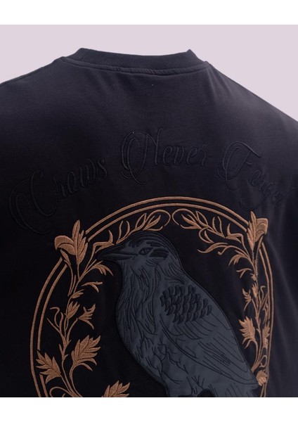 Erkek Kısa Kol Crows Do Not Forget Oversize Siyah indirimleri