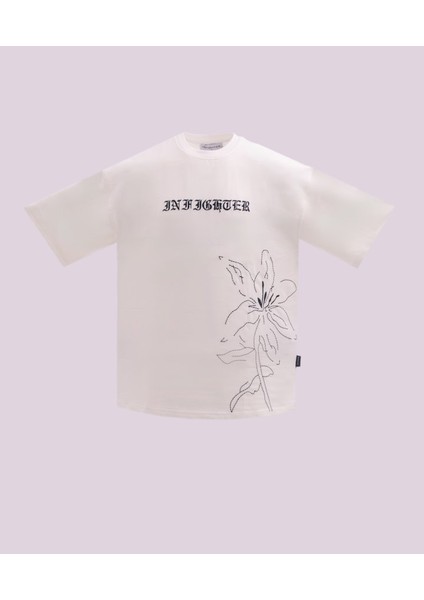 Erkek Kısa Kol Eternal Bloom Oversize Ekru
