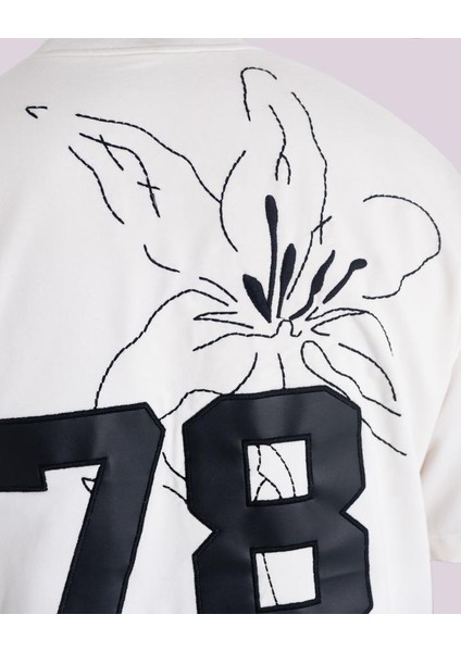 Erkek Kısa Kol Eternal Bloom Oversize Ekru