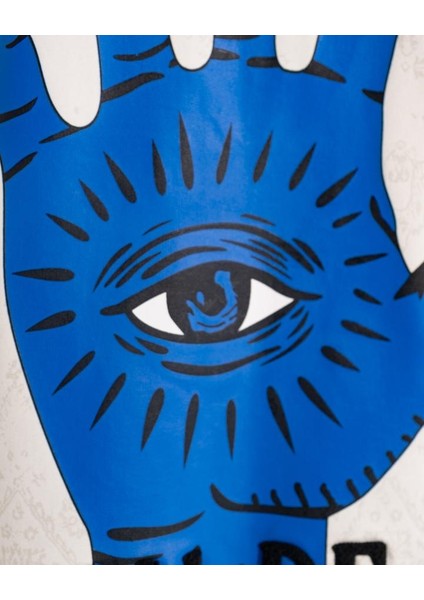Erkek Kısa Kol Evil Eye Oversize Ekru Tişört fırsatları