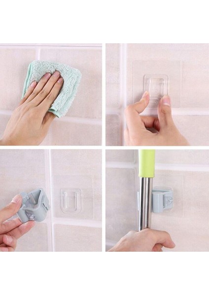 5 Adet Yapışkanlı Paspas ve Fırça Tutucu, Pratik ve Kullanışlı Banyo Askısı