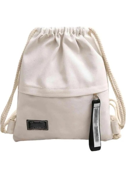 Canvas Okul Çantası Çift Omuz Çekme Sırt Çantası Çizme Cep Portable Portable Casual Sırt Çantası Kadın Erkekler Seyahat Sırt Çantası-A-Dh Renk: 1 Pc Beyaz (Yurt Dışından)
