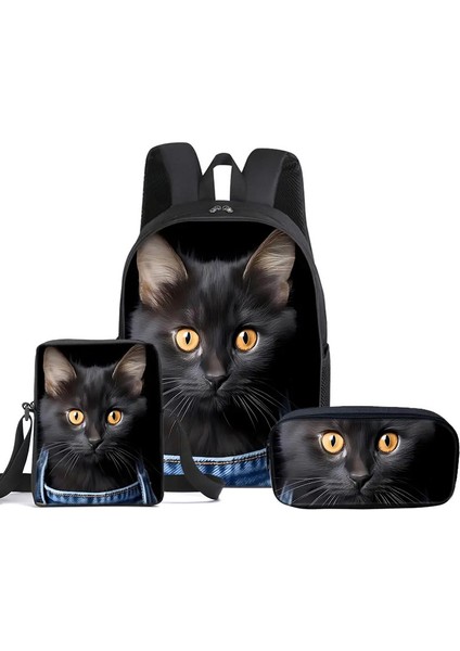 Cat 3pcs/messenger Çantaları ile Set Sırt Çantası, Kalem Çantası, Erkek/kızlar Için Okul Çantası En Iyi Hediye 3D Karikatür Öğrenci Okul Çantaları Renk: 8 (Yurt Dışından)