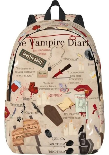 Vampire Diaries Çizgi Sırt Çantası Erkekler Için Kadınlar Ergenlik Lisesi Iş Günlüğü Tv Dizisi Dizüstü Tuval Çantalar Pocket Rengi: 2/boyut: Çocuklar Için (Yurt Dışından)