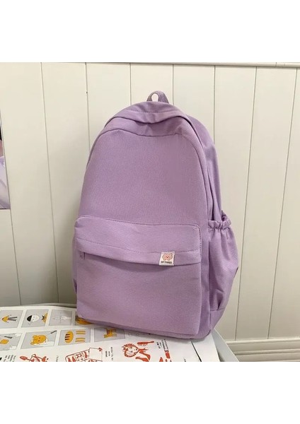 Yeni Su Geçirmez Naylon Kadın Sırt Çantası Kadın Seyahat Çantası Sırt Çantaları Genç Kızlar Için Okul Çantası Düz Renkli Kitap Çantası Mochila Kitap Çantası Renk: Mor Yok Kolye (Yurt Dışından)