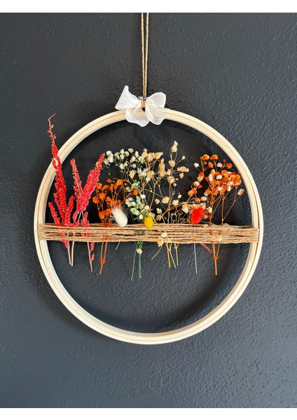 🌿"kır Baharı"-Doğal Çiçekli Kasnak (27 Cm) Duvar Tablosu/duvar Süsü