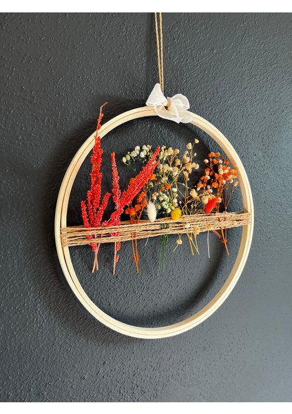 🌿"kır Baharı"-Doğal Çiçekli Kasnak (27 Cm) Duvar Tablosu/duvar Süsü