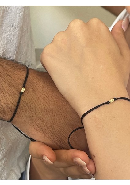 14 Ayar Altın Çift Bilekliği ,altın Sevgi Şans Bilekliği