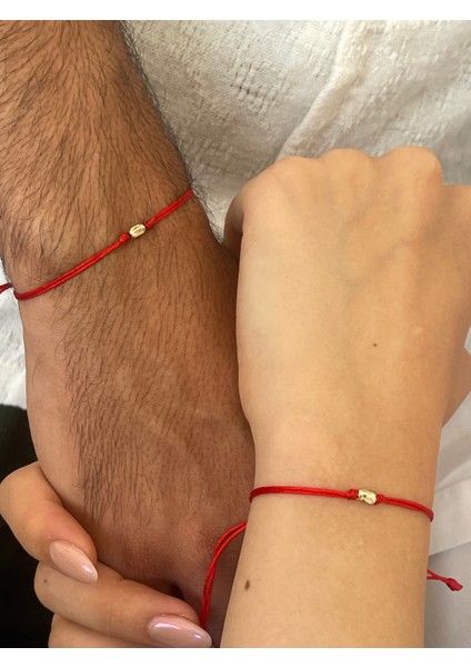 14 Ayar Altın Çift Bilekliği ,altın Sevgi Şans Bilekliği