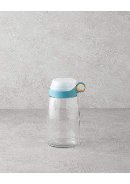 Novia Cam Ölçü Kaplı Kavanoz 1800 ml Mavi-Beyaz