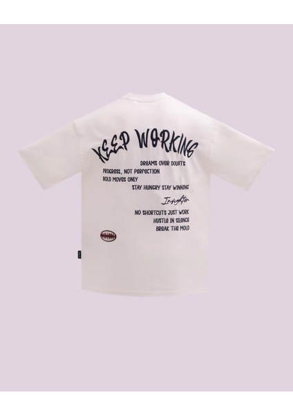 Erkek Kısa Kol Embroidery Elegance Oversize Ekru fiyatları