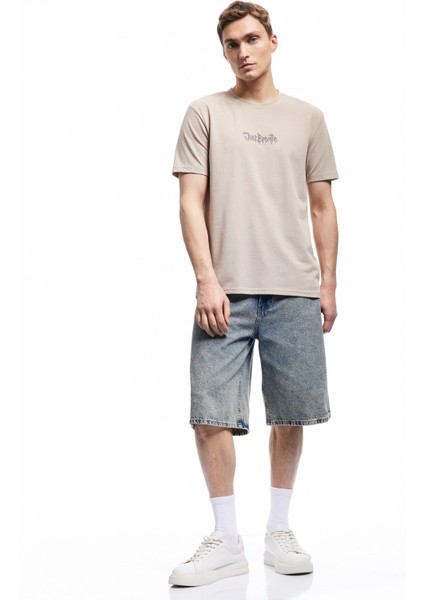 Yeni Sezon Slogan Baskılı Kısa Kollu Pike Kumaş Bisiklet Yaka Slim Fit Tişört fiyatları