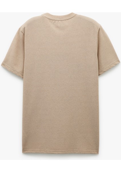 Yeni Sezon Slogan Baskılı Kısa Kollu Pike Kumaş Bisiklet Yaka Slim Fit Tişört fırsatları