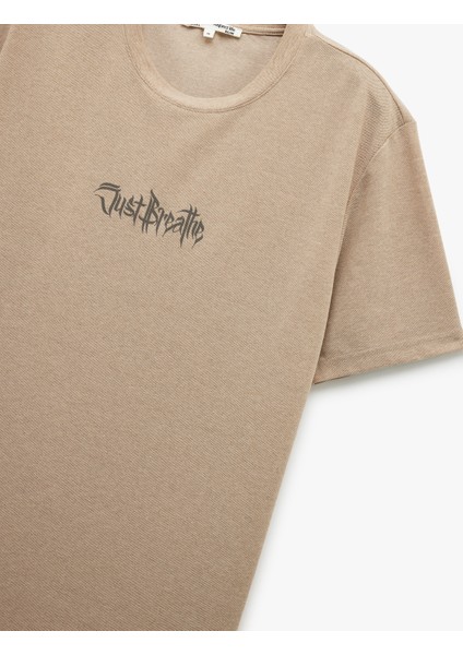 Yeni Sezon Slogan Baskılı Kısa Kollu Pike Kumaş Bisiklet Yaka Slim Fit Tişört indirimleri
