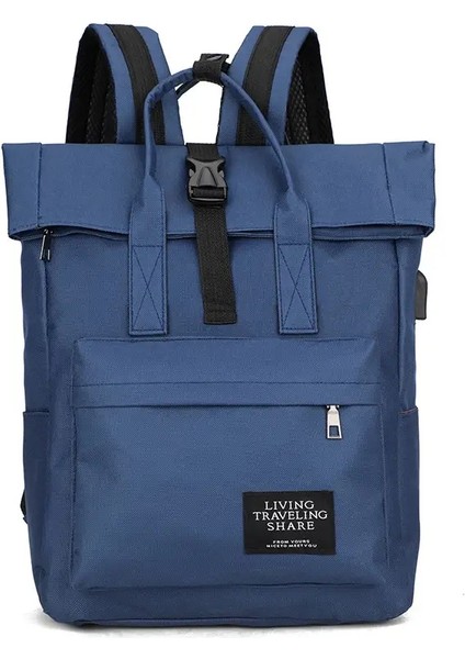 Okul Çantaları Için Kadın Sırt Çantası Genç Kızlar USB Arayüzü ile Gündelik Sırt Çantaları Büyük Kapasiteli Oxford Bayanlar Dizüstü Bilgisayar Arka Paketi: Mavi/beden: 30X13X39CM (Yurt Dışından)