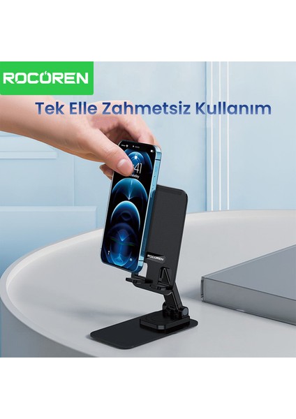 360° Dönebilen Katlanabilir Yükseklik ve Eğim Ayarlı Telefon Tutucu Stand fırsatları