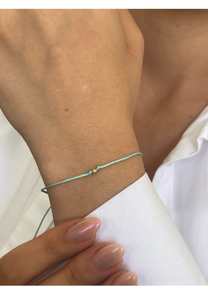 14 Ayar Altın Dorikalı Turkuaz Ipli Zarif Altın Bileklik