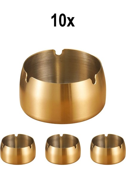 10 Adet Çelik Gold 8 cm Kafe Restaurant Lokanta Yuvarlak Kül Tablası Küllük