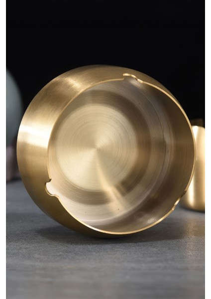 10 Adet Çelik Gold 8 cm Kafe Restaurant Lokanta Yuvarlak Kül Tablası Küllük