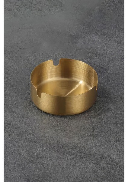 10 Adet Çelik Gold 8 cm Kafe Restaurant Lokanta Yuvarlak Kül Tablası Küllük