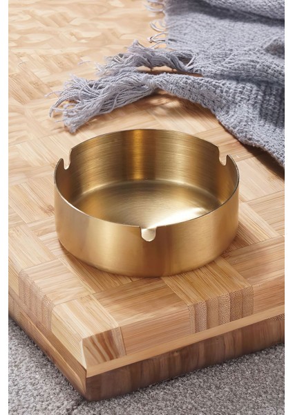 10 Adet Çelik Gold 8 cm Kafe Restaurant Lokanta Yuvarlak Kül Tablası Küllük