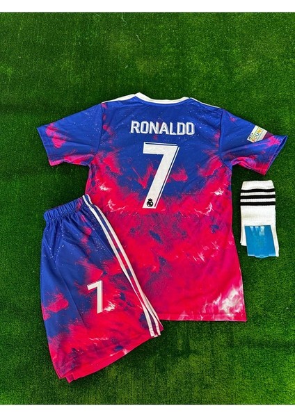 R. Madrid Cristiano Ronaldo Dalga Desenli Çocuk Forma Takımı Çorap+Bileklik Yanında (Kırmızı) fiyatları
