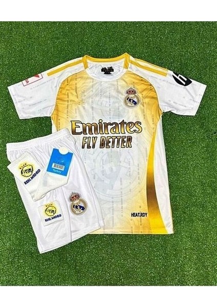 R.madridd 2024-25 Yeni Sezon Ronaldo Çocuk Forması 4'lü (Armalı White-Gold) fiyatları
