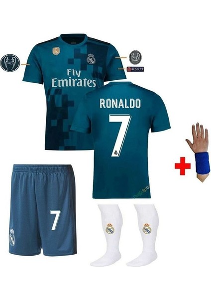 Real Madrid 2018 Sezonu Cristiano Ronaldo Röveşata Çocuk Forması Şort Çorap Bilekli fiyatları