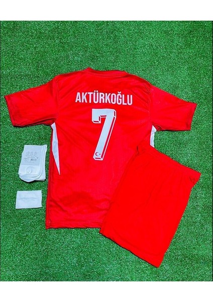Türkiye #7 Kerem Aktürkoğlu Çocuk Forması 4'lü Set (Red)