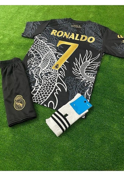 Real.madrid 2024/25 Yeni Sezon Cristiano Ronaldo Dragon (Ejderha) Desenli Forması 4'lü Set (Black) fiyatları