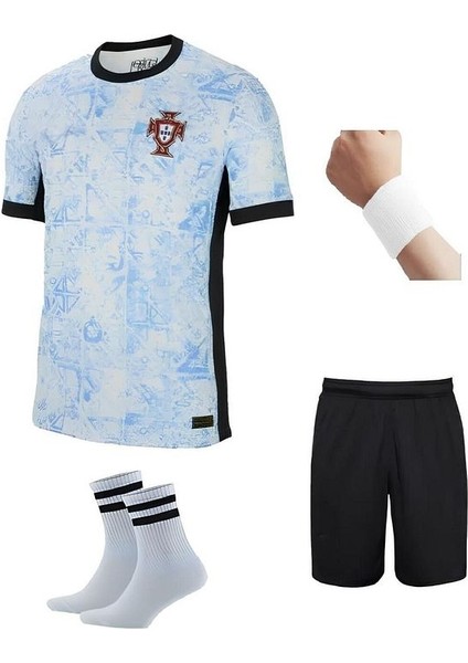Portekiz Ronaldo Mavi-Beyaz Milli Takım Futbol Çocuk Forması 4’lü Set