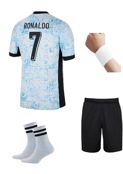 Portekiz Ronaldo Mavi-Beyaz Milli Takım Futbol Çocuk Forması 4’lü Set fiyatları