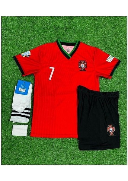 Portekiz 2024-25 Yeni Sezon Cristiano Ronaldo Iç Saha Çocuk Forması 4'lü Set (Krmz) modelleri
