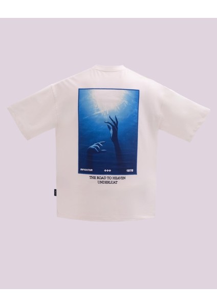 Erkek Kısa Kol Stay Strong Oversize Ekru Tişört