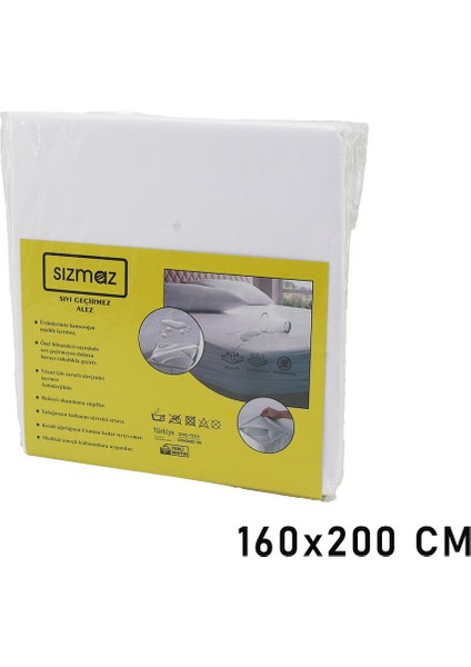 Çift Kişilik Yatak Koruyucu Sıvı Geçirmez Alez 160X200CM Hava Alır Antibakteriyel Antialerjik (4401)