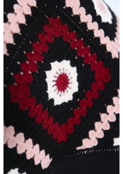 Erkek Kısa Kol Knitting Siyah Tişört