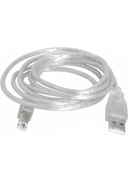 USB Yazıcı Kablosu Şeffaf 2.0V 3 Metre *SL-U2003 (4887)