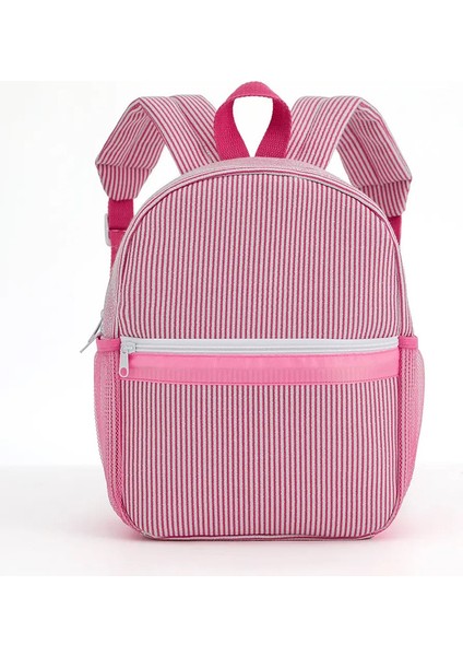 Seersucker Çizgili Sırt Çantası Yürümeye Başlayan Çocuk Klasik Sevimli Çocuk Okul Kitap Çantası Okul Öncesi Anaokulu Çocuklar Çanta Rengi: M Gül Kırmızı (Yurt Dışından)