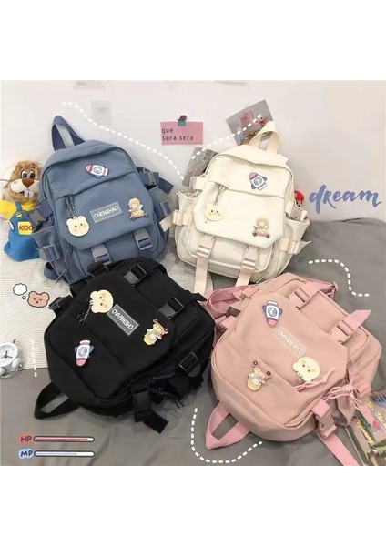 Öğrenciler Kız Için Sırt Çantası Sevimli Okul Çantası Bayan Moda Omuz Çantası Korean Trend Orta Liseli Liseli: Siyah (Yurt Dışından)