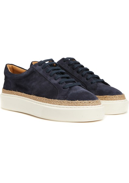 Lacivert Jüt Detaylı Erkek Süet Sneaker