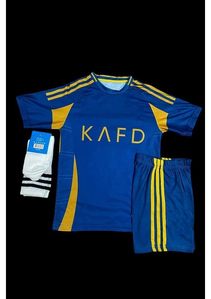 A.l N.a.s.s.r F.c C.ronaldo Çocuk Forması Şort Çorap 3'lü Set (Blue) Spor T-Shirt