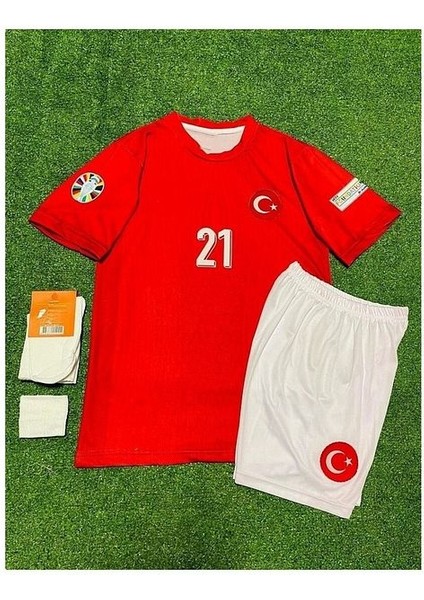 Türkiye 2024 Barış Alper Yılmaz Iç Saha Çocuk Forması 4'lü Set (Euro 2024 Patch) Kırmızı fiyatları
