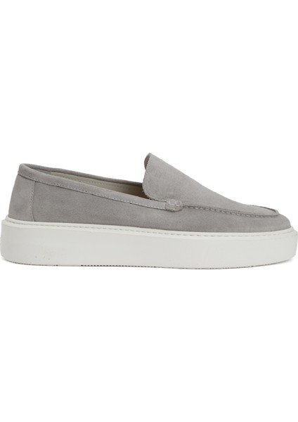 Gri Erkek Süet Loafer