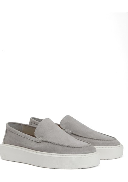 Gri Erkek Süet Loafer