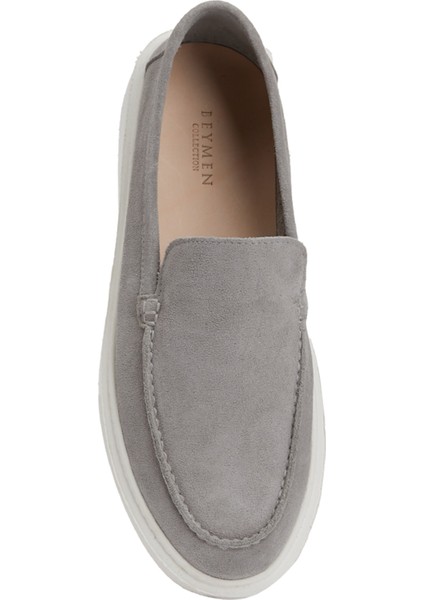 Gri Erkek Süet Loafer