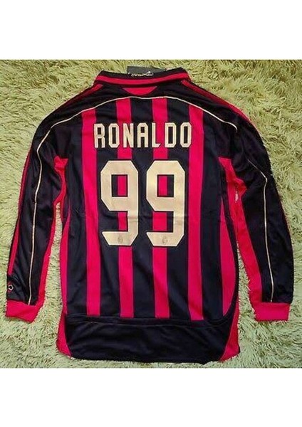 Efsane M.i.l.a.n #99 Fenomen Ronaldo Nostalji Uzun Kollu Forması (Kırmızı/siyah)
