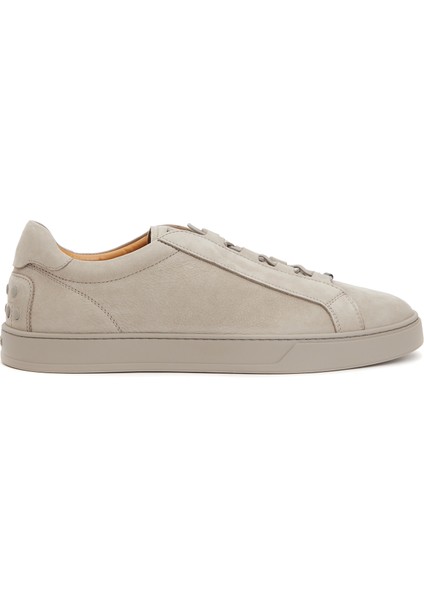 Krem Logo Detaylı Erkek Deri Sneaker