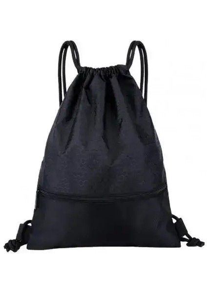 Açık Spor Drawstring Cep Basit Sırt Çantası Erkek ve Kadın Fitness Sırt Çantası Hafif Basketbol Çantası Oxford Fermuar Bagcolor: Siyah (Yurt Dışından)
