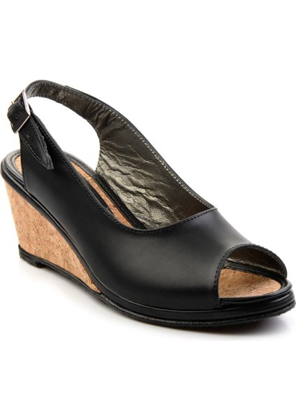 Siyah Leather Kadın Sandalet K05582032103 modelleri